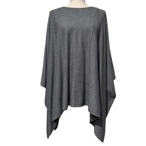 Chico's Poncho Cape Cashmere Blend Knit Sweater S/M Gray Layering Minimalist